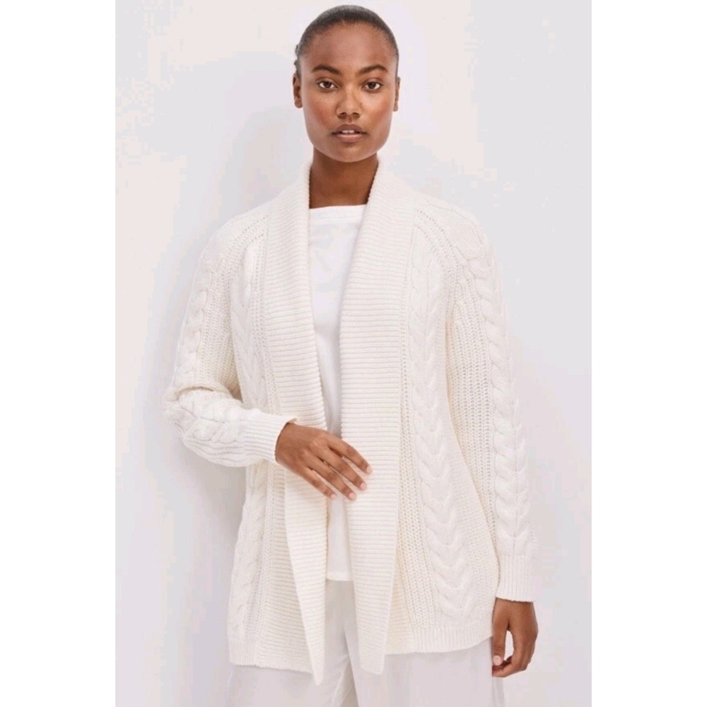 NEW! Haven Well Within Woman's Open Cable‎ Knit Cardigan Ivory Size XXL $118